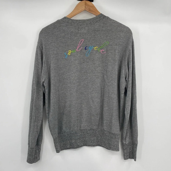 Monrow + Soul Top Womens‎ Small Gray Soul Cycle Henley Long Sleeve - Picture 7 of 9